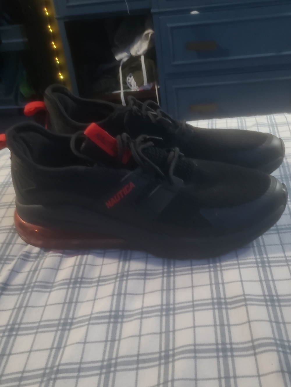 Nautica Men's Black Sneakers with Red Accent